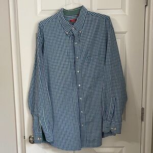 IZOD Comfort Mens Long Sleeve Classic Fit Big & Tall Button Up Plaid Shirt
